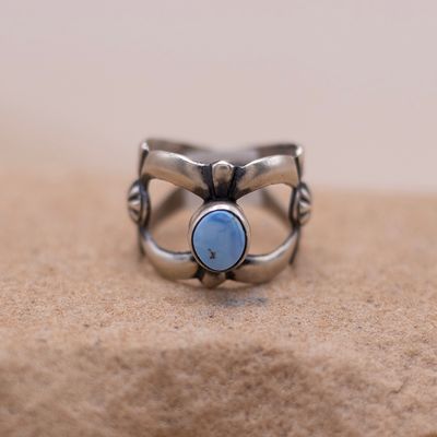 Open Star Detail Ring with Golden Hills Turquoise