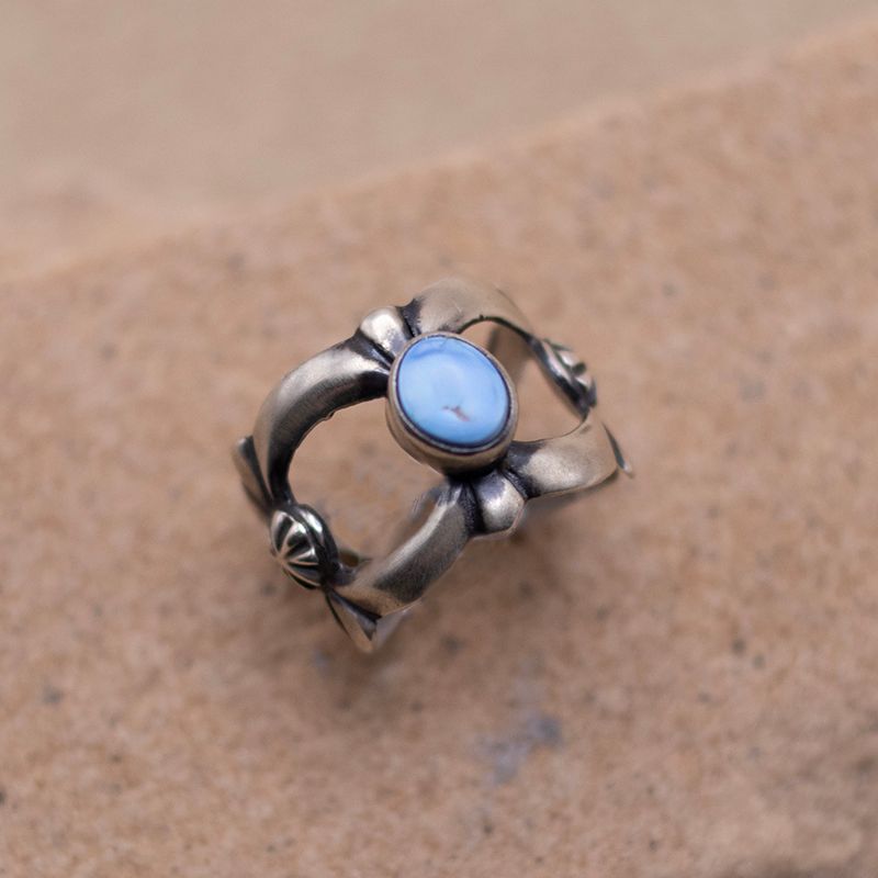 Open Star Detail Ring with Golden Hills Turquoise