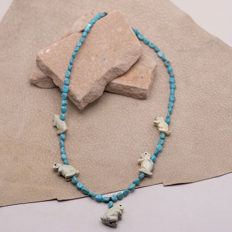 Turquoise and Rabbit Fetish Necklace