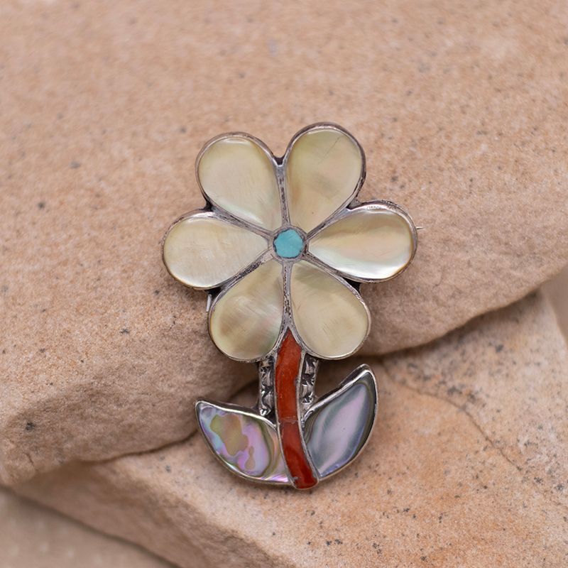 Mother of Pearl Flower Pin