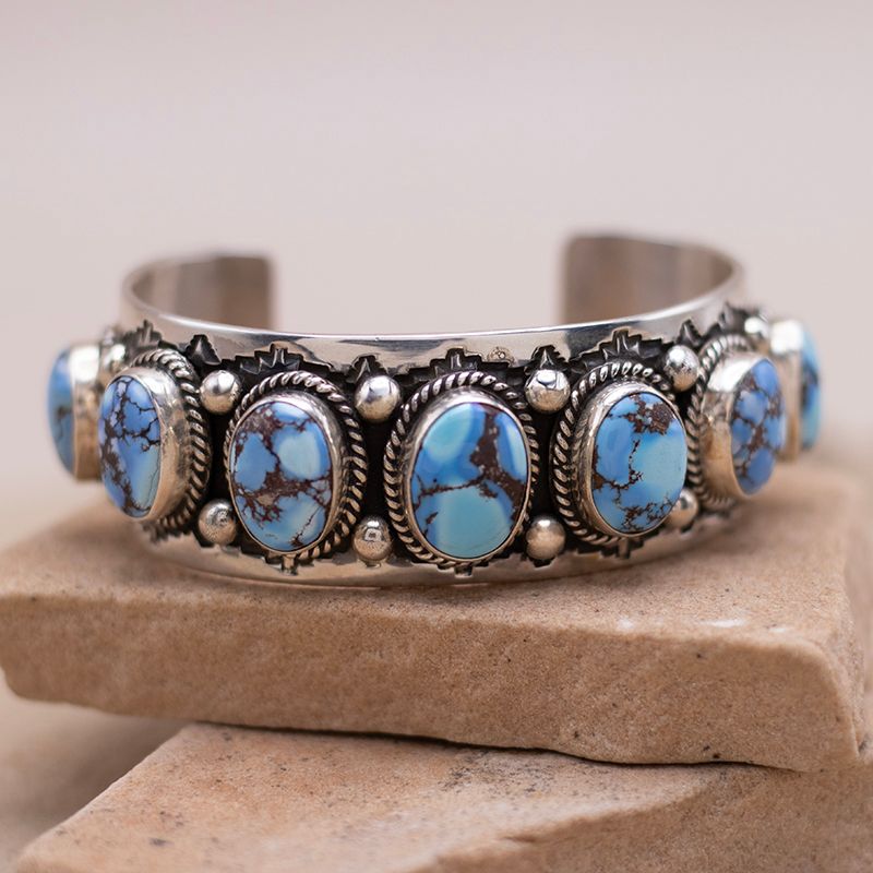 7 Stone Cuff with Golden Hills Turquoise