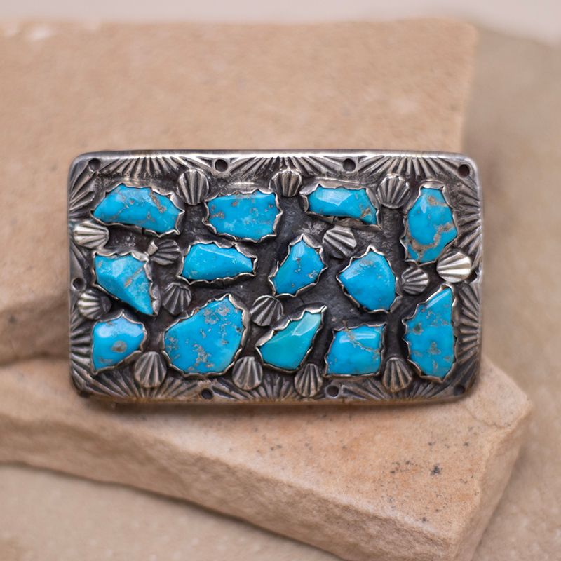 Vintage Turquoise Cluster Belt Buckle