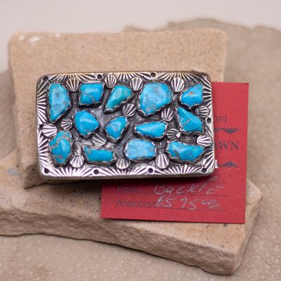 Vintage Turquoise Cluster Belt Buckle