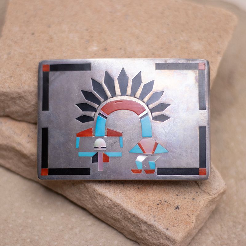 Vintage Rainbow Yei Belt Buckle