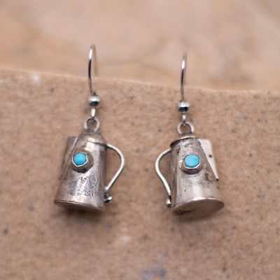 Vintage Teapot Earrings with Turquoise