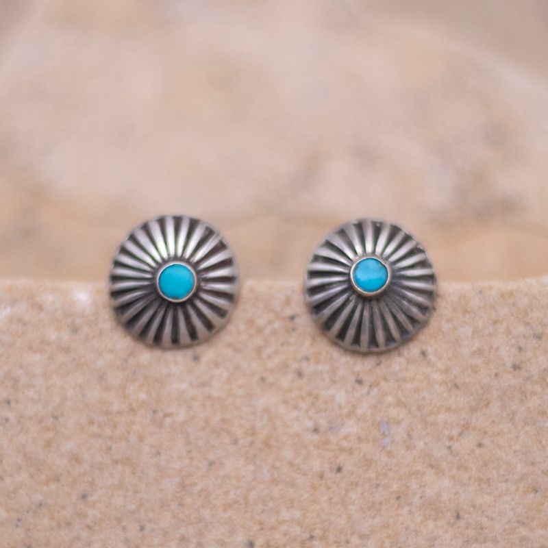Vintage Radiant Turquoise Concho Earrings