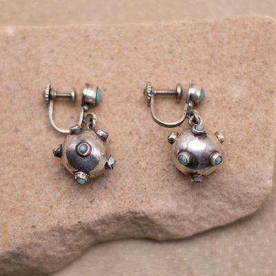 Screwback Turquoise Dotted Drop Rounds