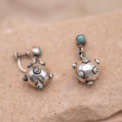 Screwback Turquoise Dotted Drop Rounds