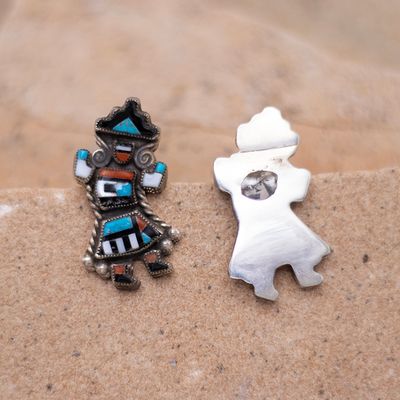 Vintage Inlay Rainbow Yei Post Earrings