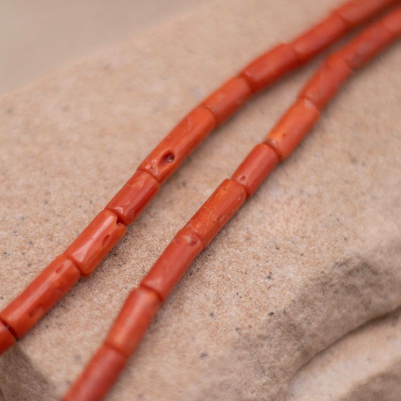 Single Strand Branch Coral Cylinder Bead Necklace