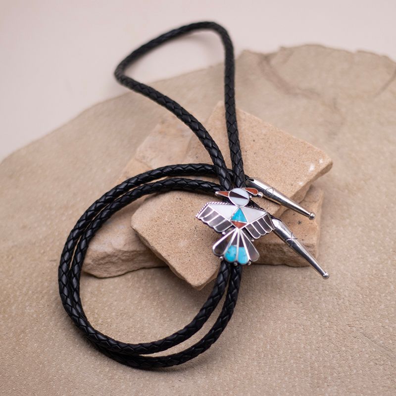 Vintage Inlay Thunderbird Bolo Tie