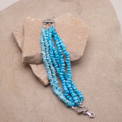6 Row Kingman Turquoise Bead Bracelet