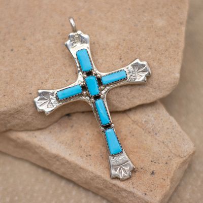 6 Stone Turquoise Inlay Cross