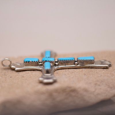 6 Stone Turquoise Inlay Cross