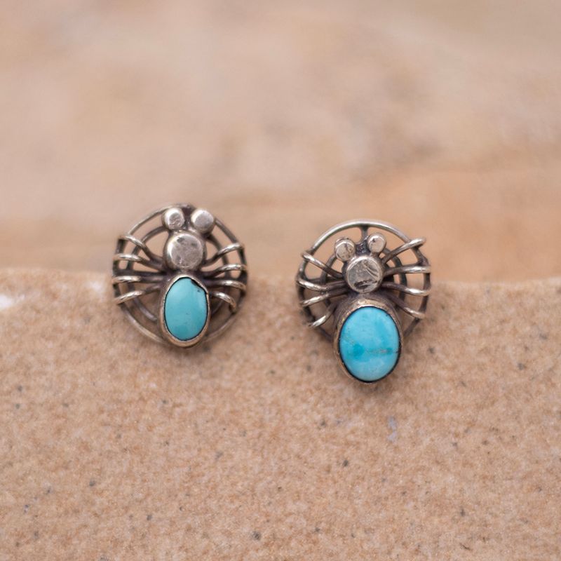 Circular Silver and Turquoise Critter Earrings