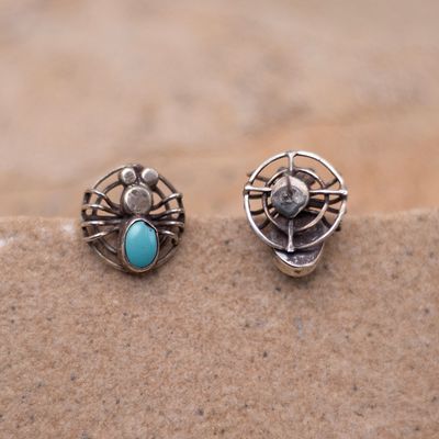 Circular Silver and Turquoise Critter Earrings