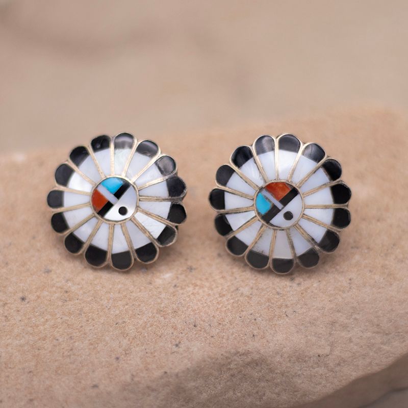 Sunface Vintage Screw Back Earrings