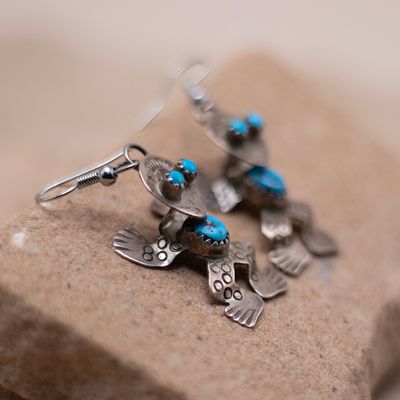 Frog French Wire Earrings with Turquoise