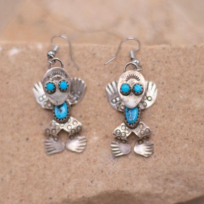 Frog French Wire Earrings with Turquoise