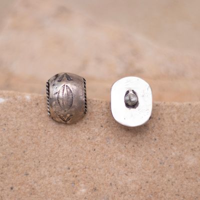 Vintage Rounded Hand Stamped Silver Earrings