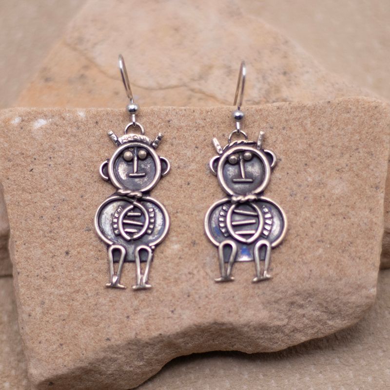 French Wire Character Silver Earrings