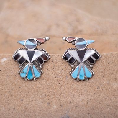 Vintage Small Thunderbird INlay Earrings