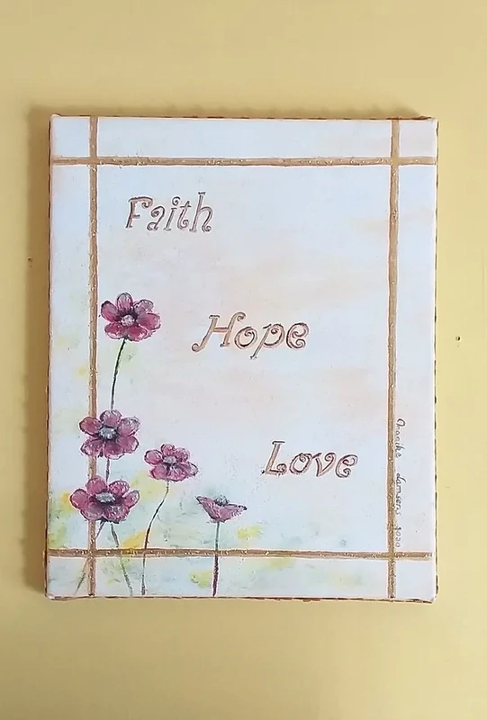 Faith - Hope - Love - Vlasdoek - Acrylic - 50 cm op 40 cm