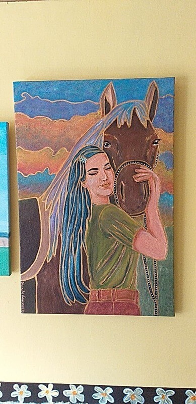 Happy with Gods creation - VLasdoek - Acrylic - 90 cm op 60 cm