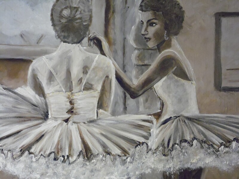 Klassieke ballet -  Vlasdoek - Acrylic - 100 cm op 100 cm