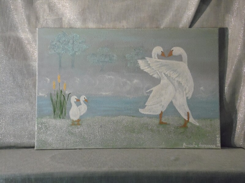 Sweet romance - Vlasdoek - Acrylic - 60 cm op 90 cm