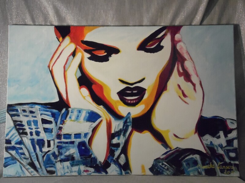 Spirituele oorlogsvoering - Vlasdoek - Acrylic - 80 cm op 120 cm