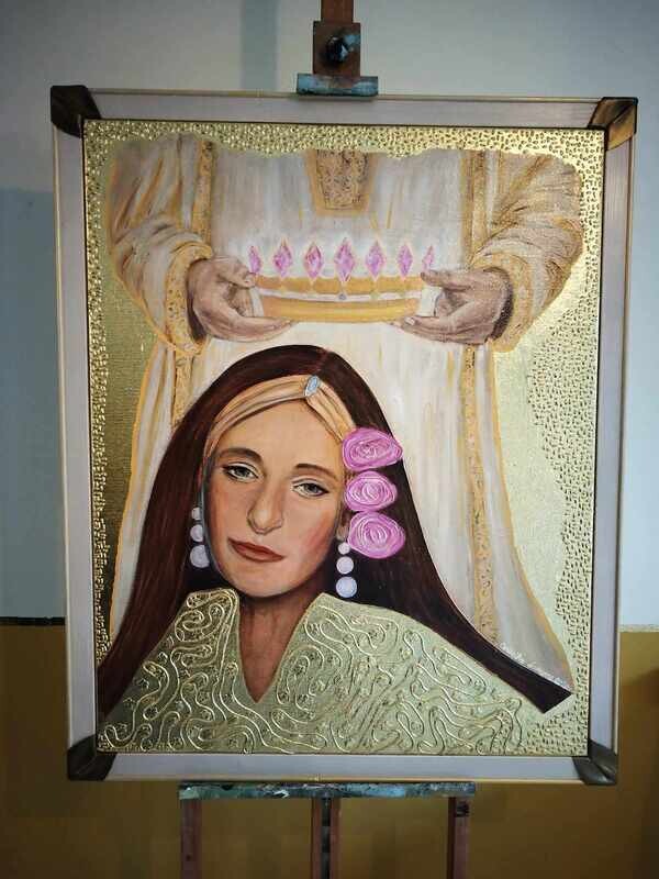 De zegekroon - Vlasdoek - Acrylic - 89 cm op 109 cm