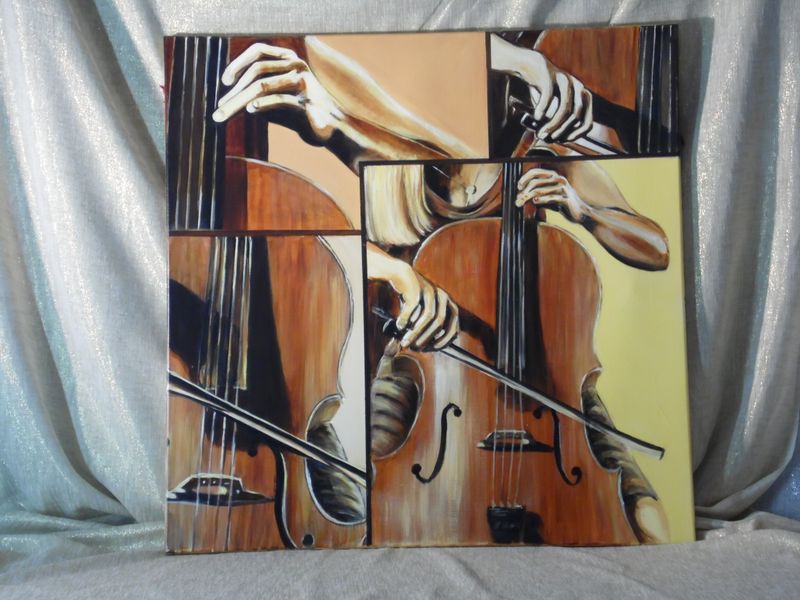De Cello - Vlasdoek - Acrylic - 80 cm op 80 cm