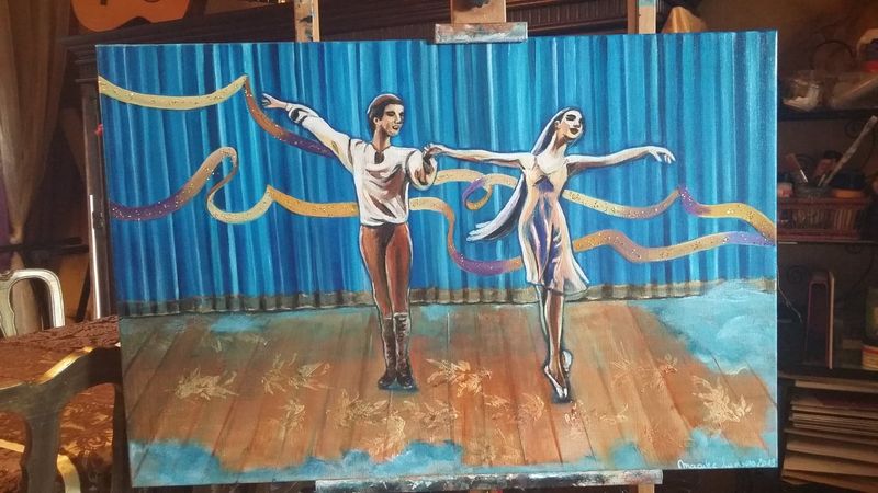 De finale dans - Vlasdoek - Acryl - 60 cm op 90 cm