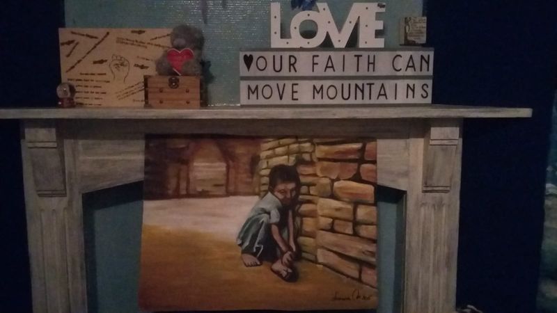 De strijd tegen armoede - Olieverf of tri-plex plaat - 44,5 cm op 60 cm