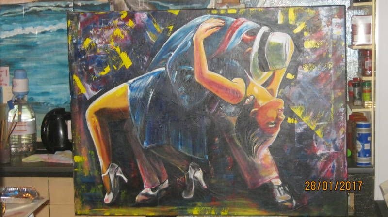 Tango - Acrylic op Vlasdoek - 90 cm op 120 cm