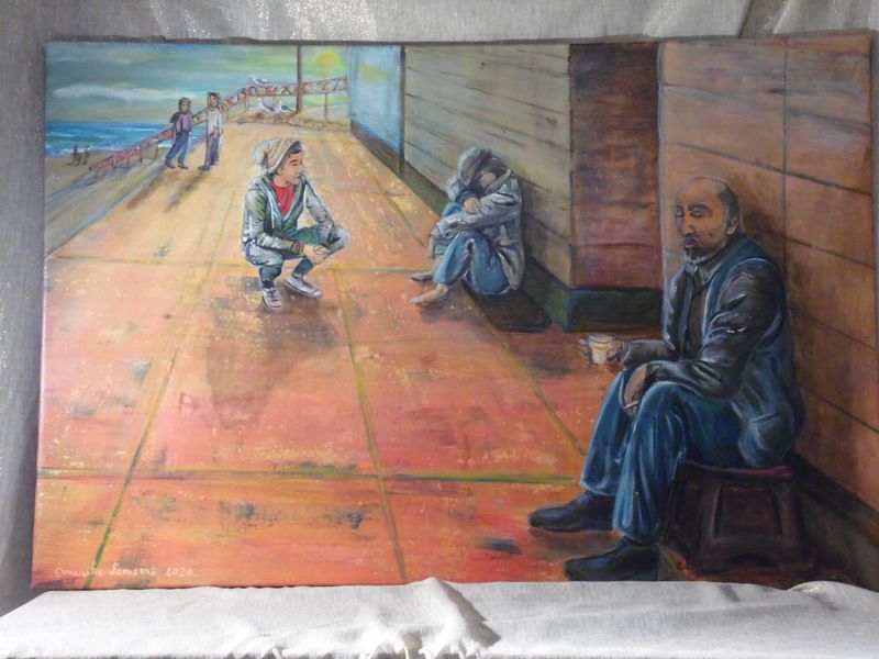 De bedelaars - Vlasdoek - Acrylic - 80 cm op 120 cm