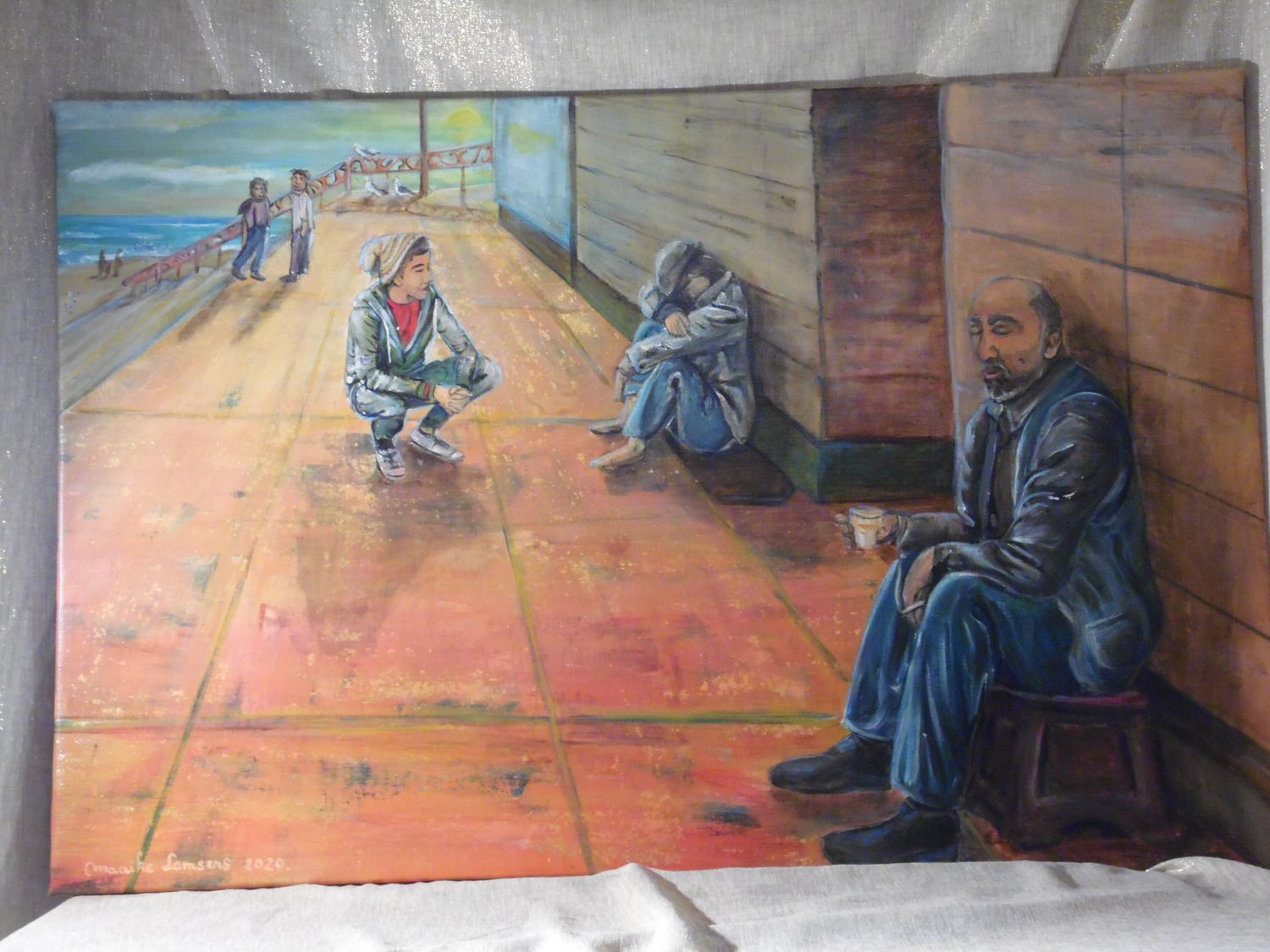 De bedelaars - Vlasdoek - Acrylic - 80 cm op 120 cm