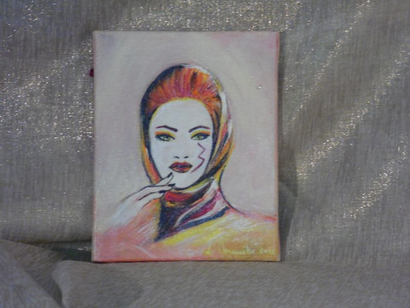 Aangeraakt - Vlasdoek - Acryl - 20 cm op 30 cm