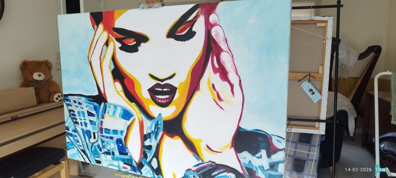 Spirituele oorlogsvoering - Vlasdoek - Acrylic - 80 cm op 120 cm