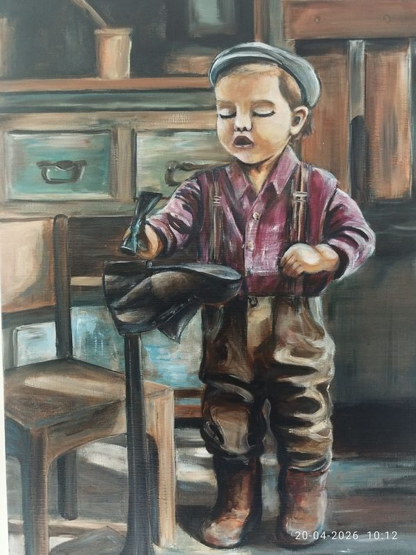 Het schoenmakertje - VLasdoek - Acrylic - 60 cm op 90 cm