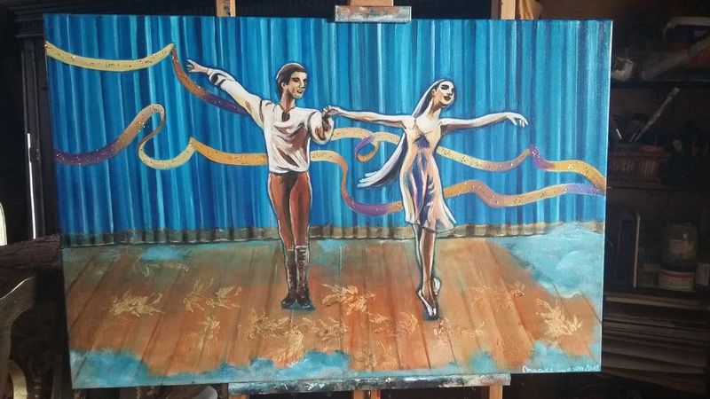 De finale dans - Vlasdoek - Acryl - 60 cm op 90 cm