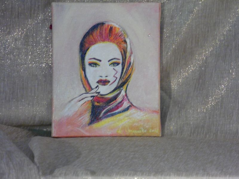 Aangeraakt - Vlasdoek - Acryl - 20 cm op 30 cm
