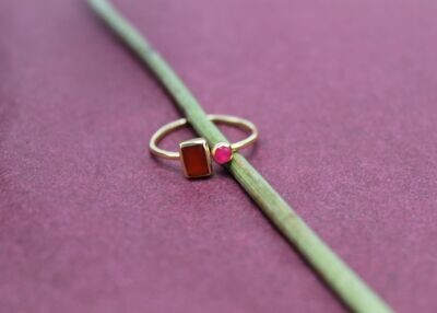 Zilveren ring Roze Jade &amp; Carneool