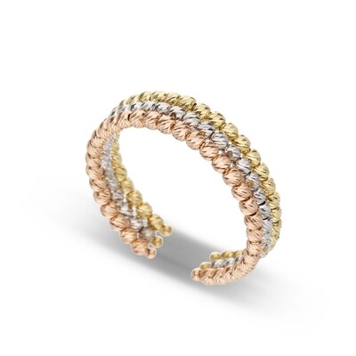 Three Color Sphere Adjustable Ring