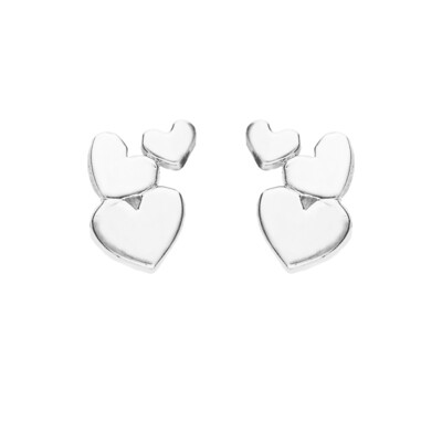Triple Heart Stud Earring