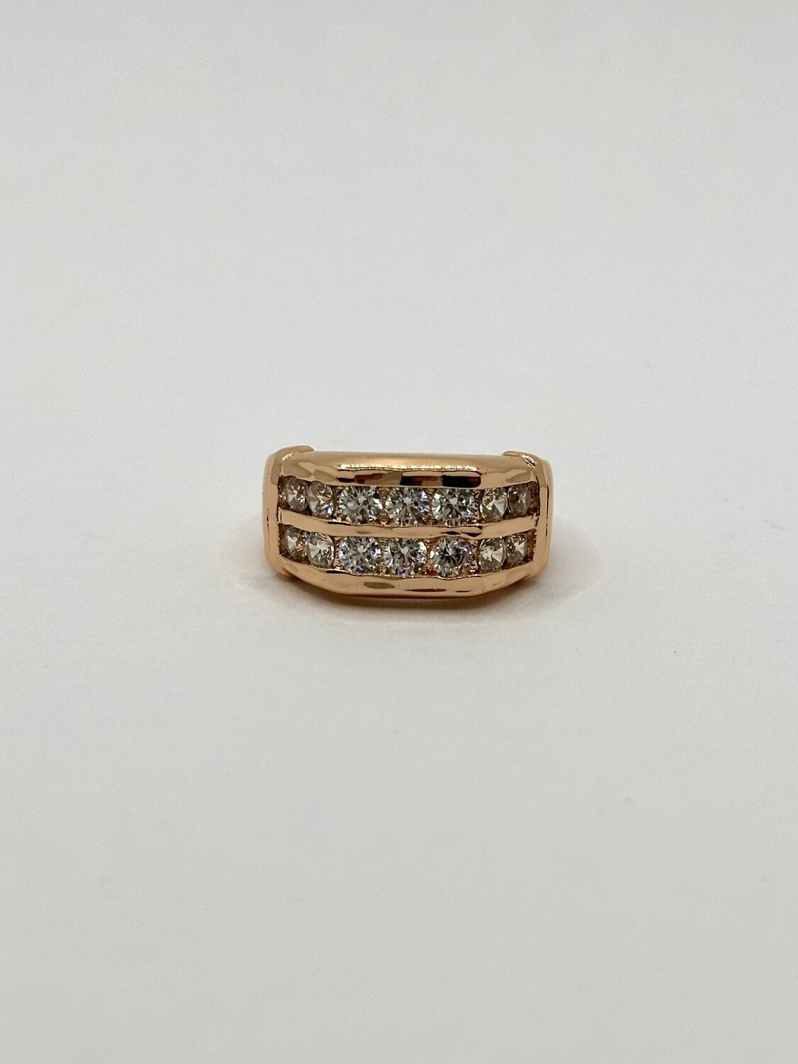Gold plated ring zirkonia, Maat: 17 mm/53
