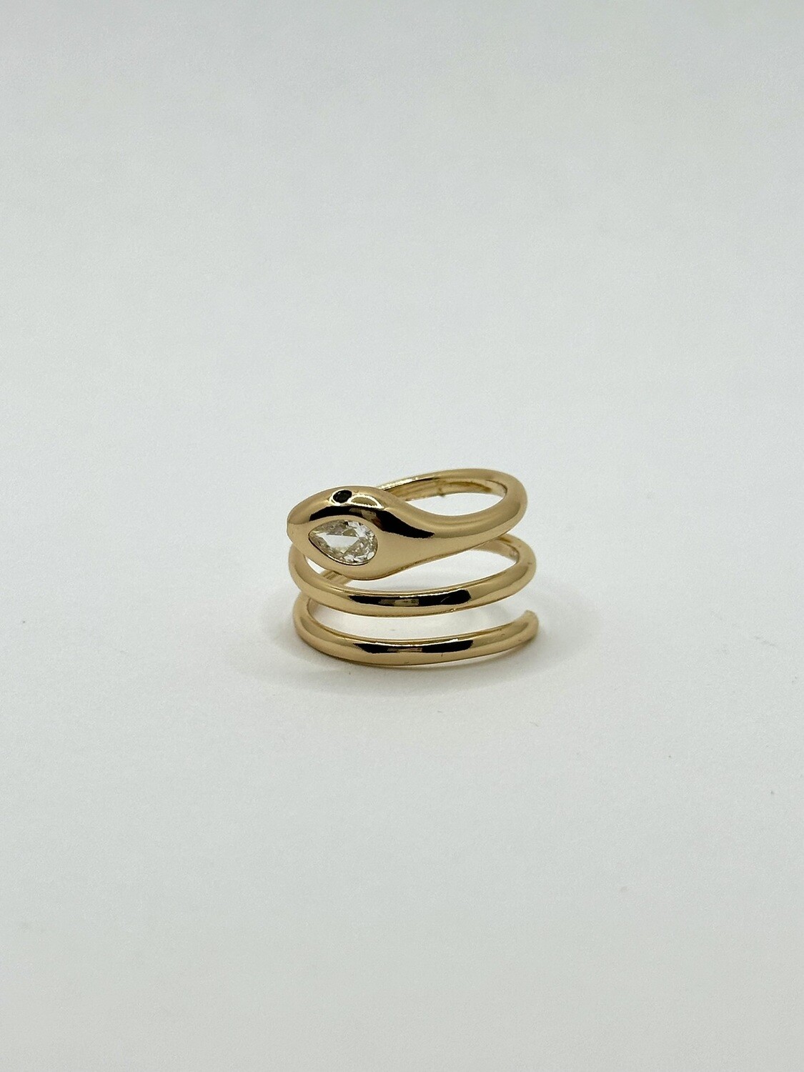 Gold plated ring zirkonia, Maat: 16 mm/ 50