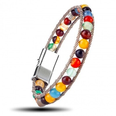 Chakra natuurstenen - stainless steel armband