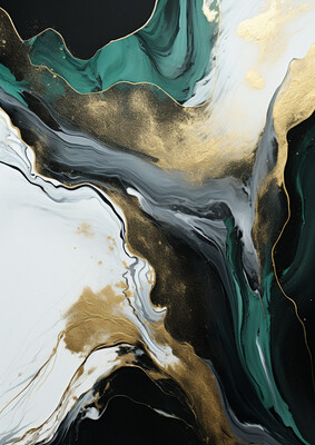 Abstract Green Gold Waves 2